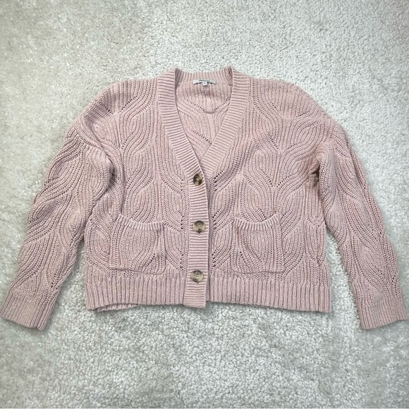 Madewell Sweaters - Madewell Chunky Cable Knit cardigan sweater pink preppy boxy medium